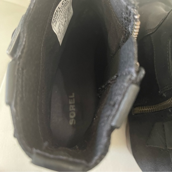 Sorel women’s Lolla Black Ankle Boots Nubuck leather and suede size 8 side zip - Picture 10 of 16